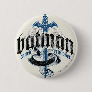 Batman   Name with Sword Logo 2 Inch Round Button