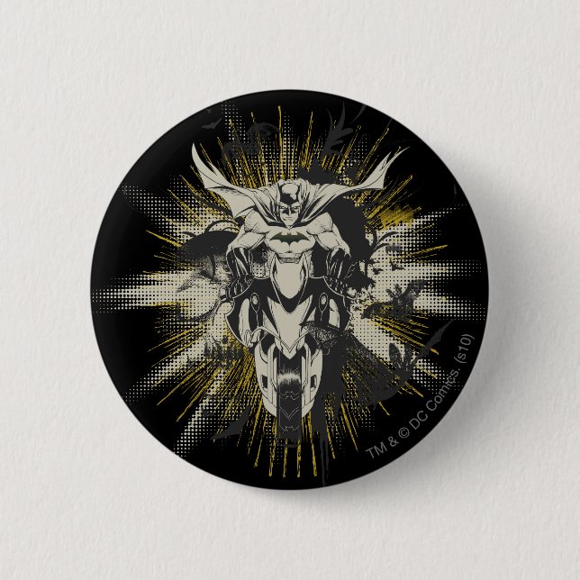 Batman on Bike 2 Inch Round Button (Front)