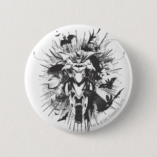 Batman on bike with bats 2 inch round button