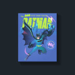 Batman "Own Your Power" City Graphic Canvas Print<br><div class="desc">Check out this cartoon graphic of Batman in front of Gotham City skyline, featuring his name and the phrase: "Own Your Power".</div>