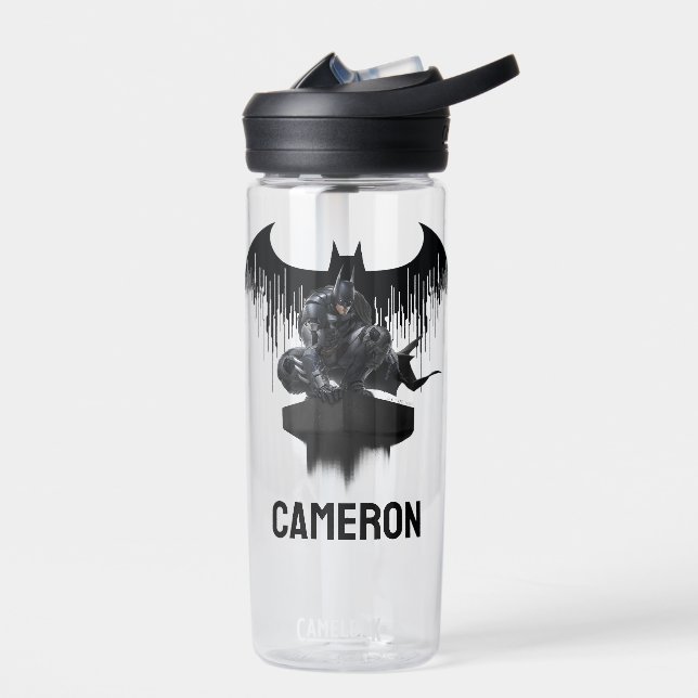 Batman Perched on a Pillar | Add Your Name Water Bottle (Left)