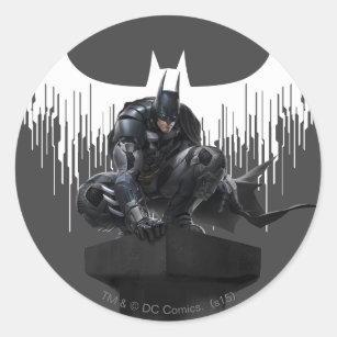 Batman Perched on a Pillar Classic Round Sticker