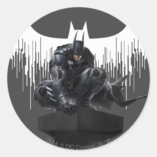 Batman Perched on a Pillar Classic Round Sticker (Front)