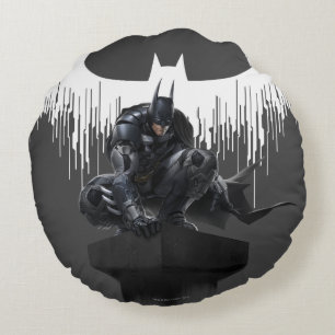 Batman Perched on a Pillar Round Pillow