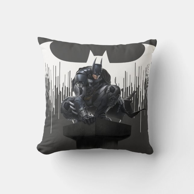 Batman Perched on a Pillar Throw Pillow (Front)