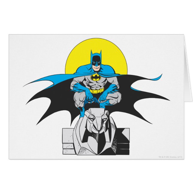 Batman Perches On Stone Lion (Front Horizontal)