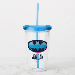 Batman   Pink & Blue Symbol Acrylic Tumbler