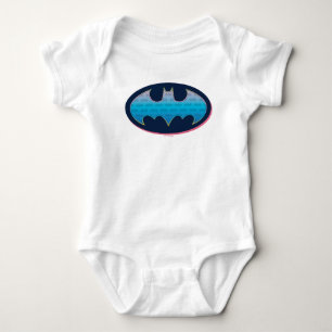 Batman   Pink & Blue Symbol Baby Bodysuit