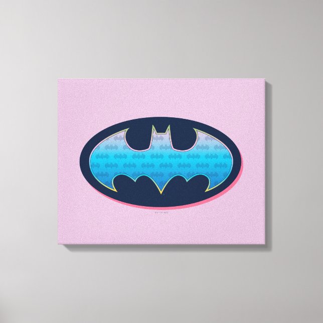 Batman | Pink & Blue Symbol Canvas Print (Front)