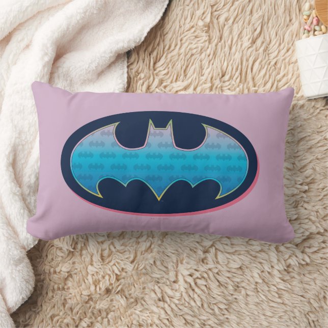 Batman | Pink & Blue Symbol Lumbar Pillow (Blanket)