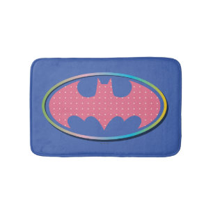Batman   Pink Polka Dot Logo Bath Mat