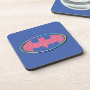 Batman   Pink Polka Dot Logo Coaster