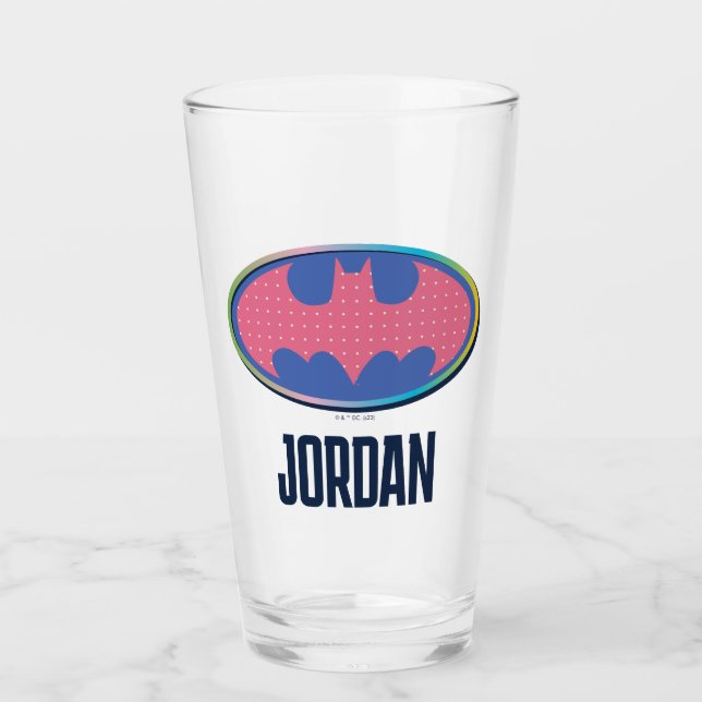Batman | Pink Polka Dot Logo Glass (Front)