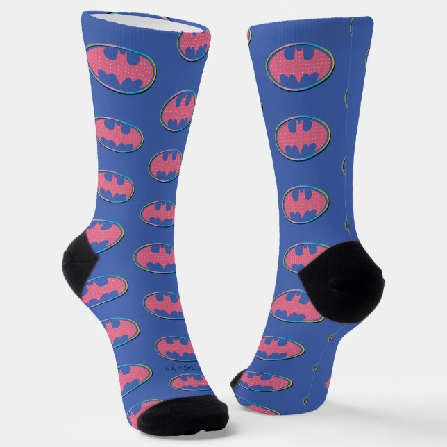 Batman | Pink Polka Dot Logo Socks (Angled)