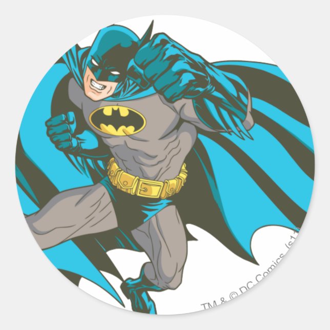 Batman Punching 1 Classic Round Sticker (Front)