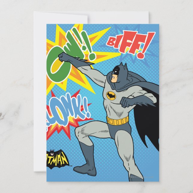 Batman Punching Graphic Invitation (Front)