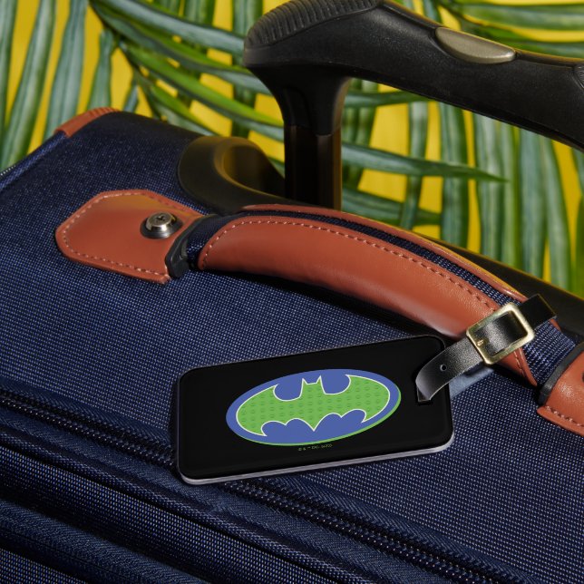 Batman | Purple & Green Symbol Luggage Tag (Front Insitu 3)