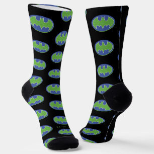 Batman   Purple & Green Symbol Socks