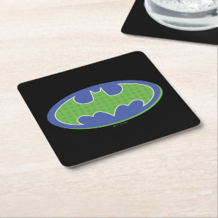 Batman Purple & Green Symbol Square Paper Coaster