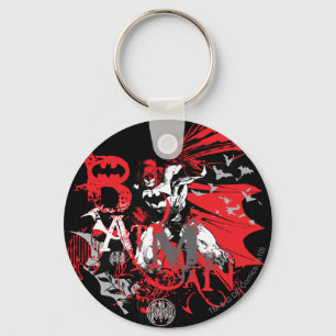 Batman Red and Black Collage Keychain