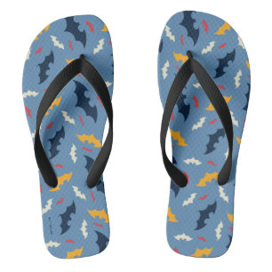 Batman   Red, Blue, and Yellow Bat Logo Pattern Flip Flops