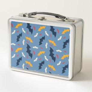 Batman Red, Blue, and Yellow Bat Logo Pattern Metal Lunch Box
