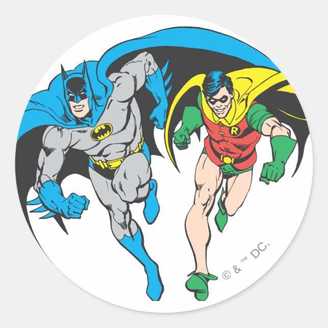 Batman & Robin Classic Round Sticker (Front)