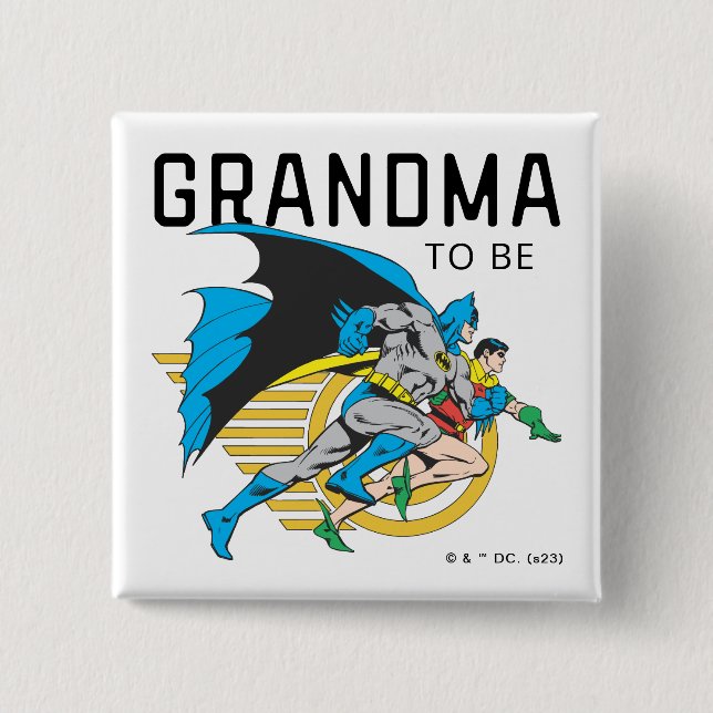 Batman & Robin Profile | Grandma To Be 2 Inch Square Button (Front)