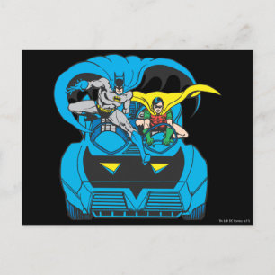 Batman & Robin Ride Batmobile Postcard