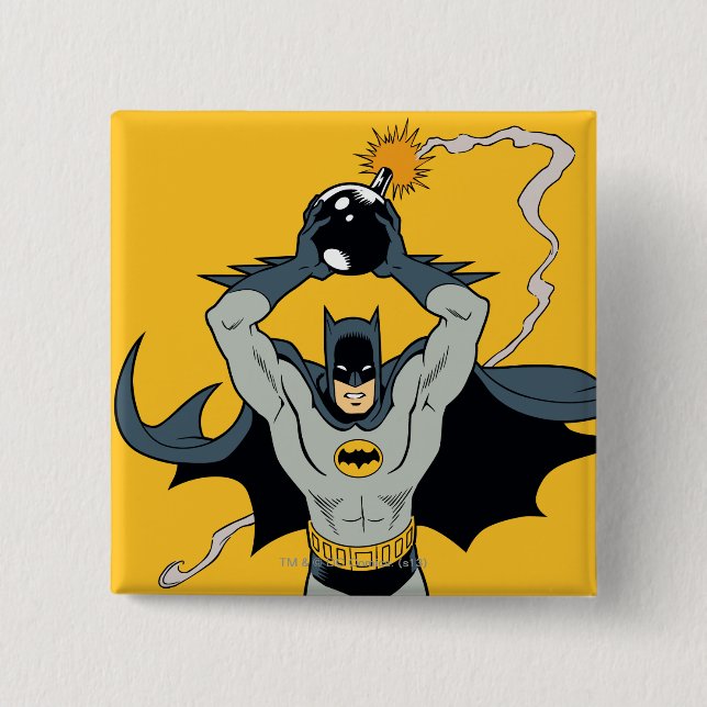 Batman Running With Bomb 2 Inch Square Button (Front)