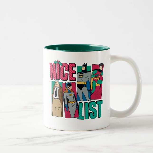 Batman | Santa Nice List of Heroes Two-Tone Coffee Mug (Right)