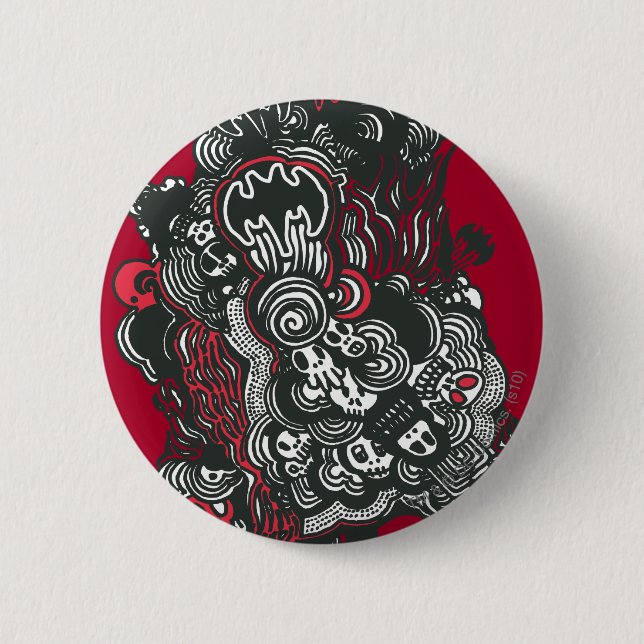 Batman Skulls/Ink Doodle 2 Inch Round Button (Front)