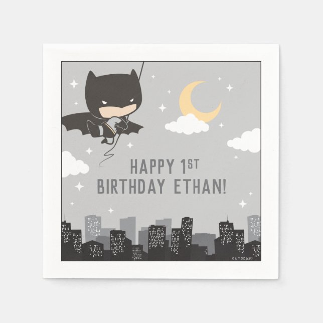 Batman Super Hero First Birthday Napkins (Front)