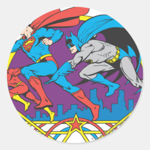 Batman + Superman + Flash Classic Round Sticker