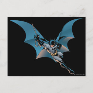 Batman swing  into action postcard