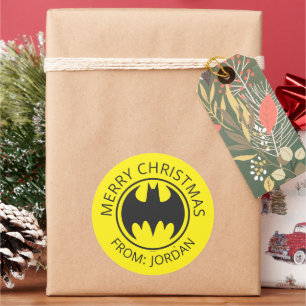 Batman Symbol Bat Circle Logo Merry Christmas Classic Round Sticker