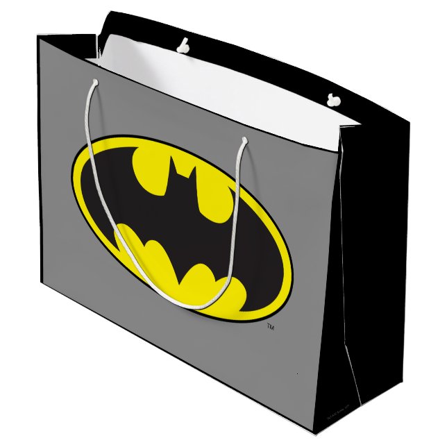 Batman Symbol | Bat Oval Logo Large Gift Bag (Back Angled)