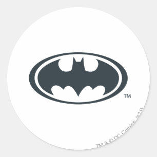 Batman Symbol   Black and White Logo Classic Round Sticker