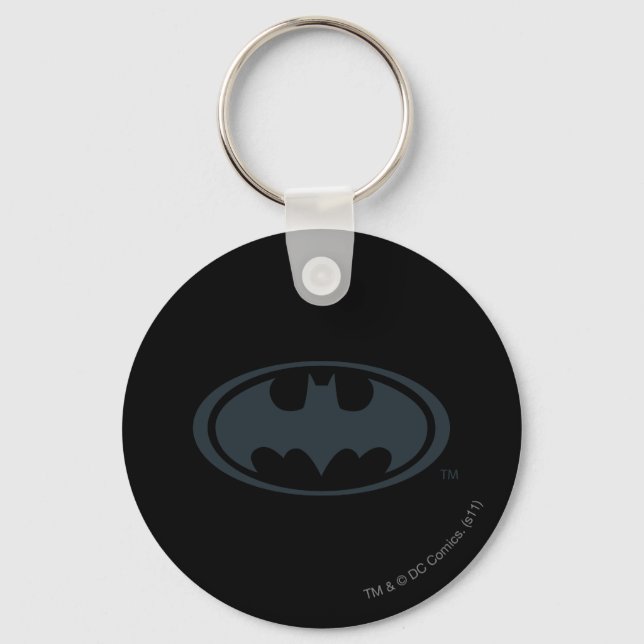 Batman Symbol | Black and White Logo Keychain (Front)