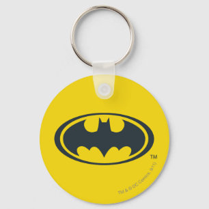 Batman Symbol   Black and White Logo Keychain