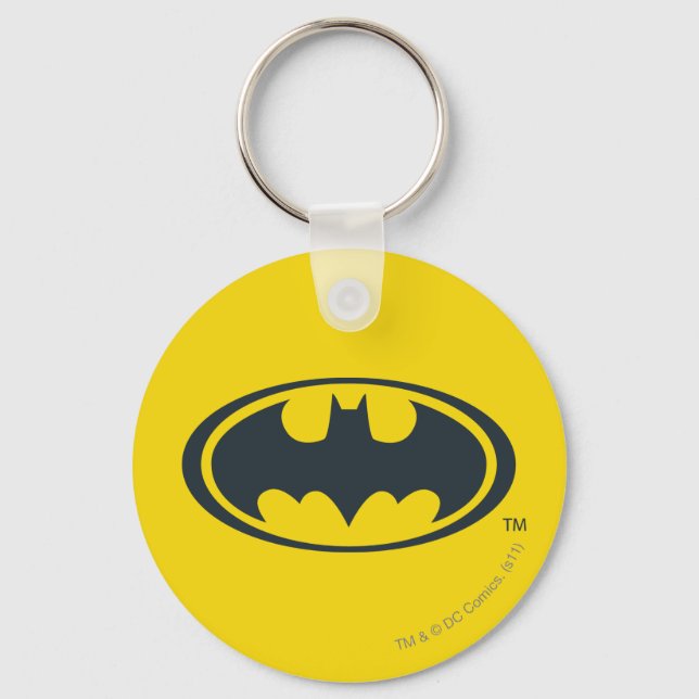 Batman Symbol | Black and White Logo Keychain (Front)