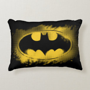 Batman Symbol   Black and Yellow Logo Accent Pillow