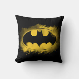 Batman Symbol   Black and Yellow Logo Throw Pillow