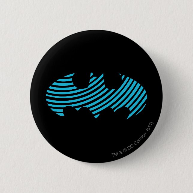 Batman Symbol | Blue Striped Logo 2 Inch Round Button (Front)