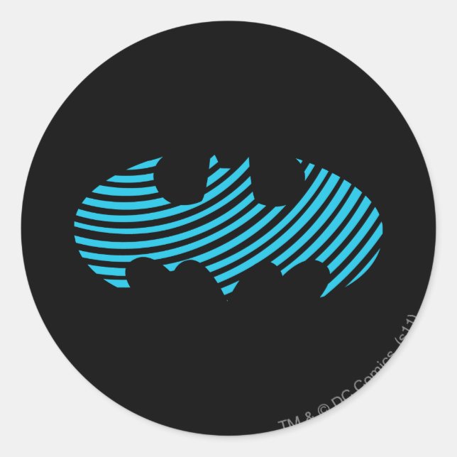 Batman Symbol | Blue Striped Logo Classic Round Sticker (Front)