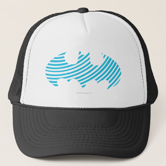 Batman Symbol | Blue Striped Logo Trucker Hat (Front)