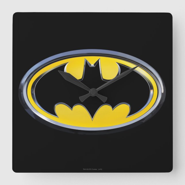 Batman Symbol | Classic Logo Square Wall Clock (Front)