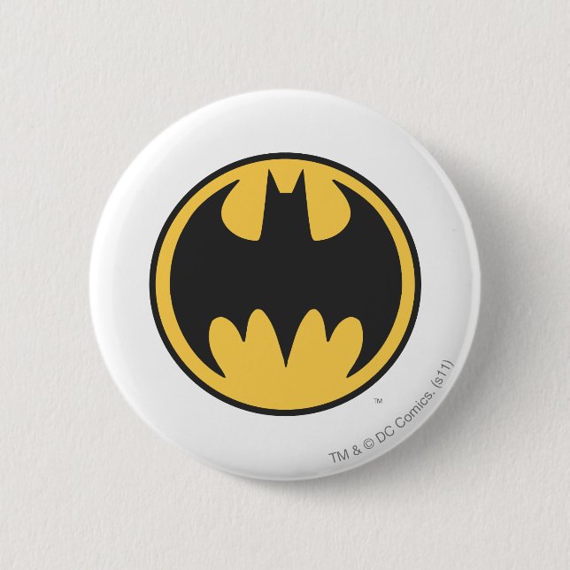 Batman Symbol | Dark Yellow Circle Logo 2 Inch Round Button (Front)