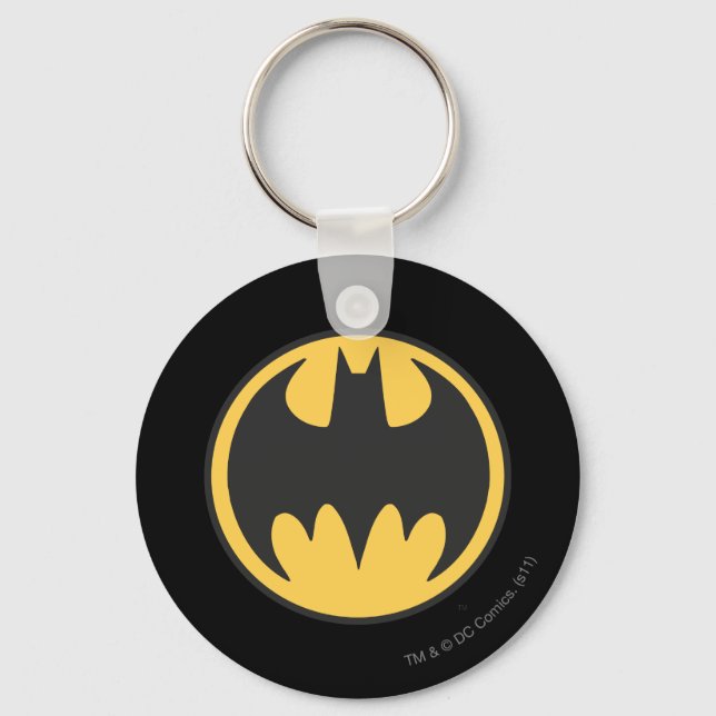 Batman Symbol | Dark Yellow Circle Logo Keychain (Front)