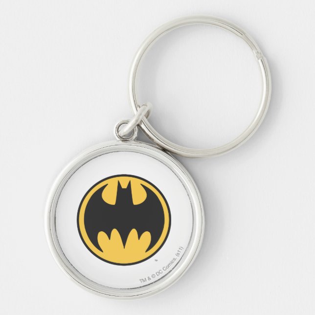Batman Symbol | Dark Yellow Circle Logo Keychain (Front)